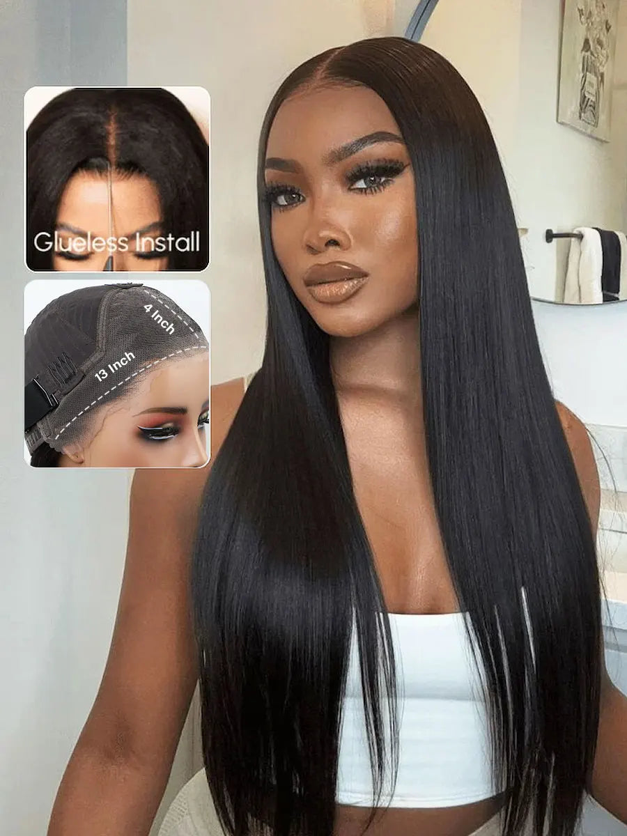 Straight Glueless Wig Human Hair Ready To Wear 5x5 Lace Closure Wigs 13x4/13x6 Human Hair Wigs Put on and go Wig Preplucked Hair
