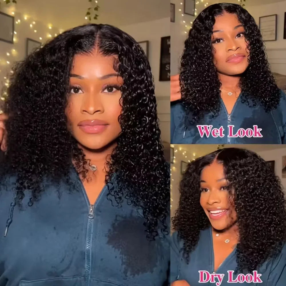 Kinky Curly Bob Wig with 13x4 Breathable Lace, Pre-Plucked & Cut, No Glue Needed, 3-Second Application for Beginners