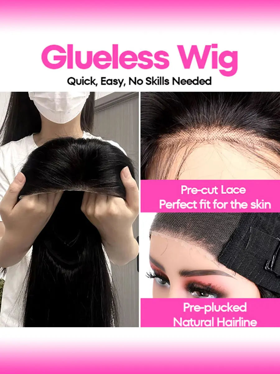 Straight Glueless Wig Human Hair Ready To Wear 5x5 Lace Closure Wigs 13x4/13x6 Human Hair Wigs Put on and go Wig Preplucked Hair
