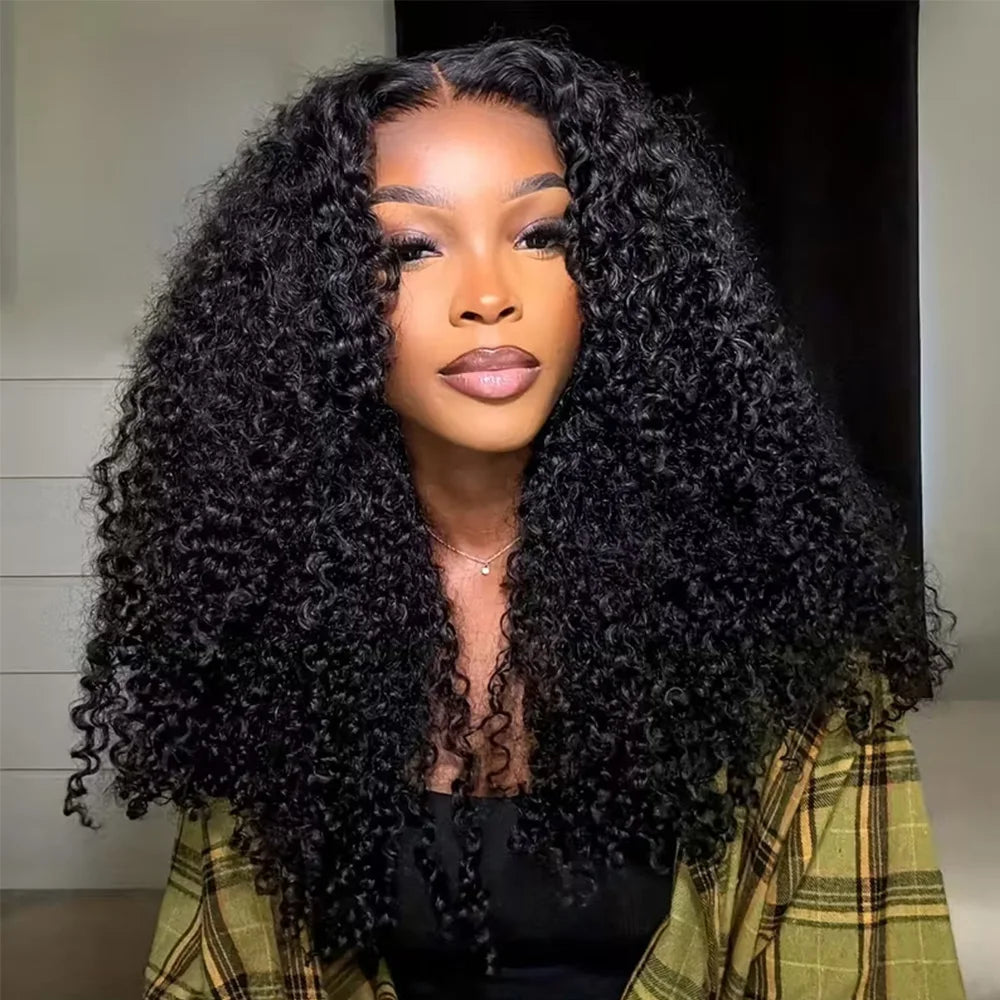 Kinky Curly Bob Wig with 13x4 Breathable Lace, Pre-Plucked & Cut, No Glue Needed, 3-Second Application for Beginners