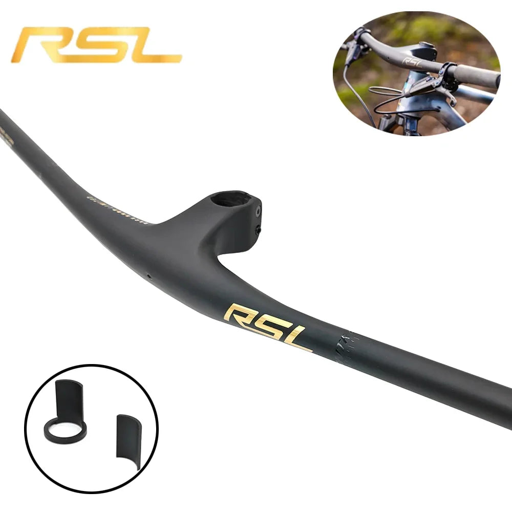 RSL Integrated Full Carbon Handlebar, MTB, Cockpit, 13 degrees Stem, Mountain Handlebar, sem logotipo, 70mm, 80mm, 90mm x 750mm