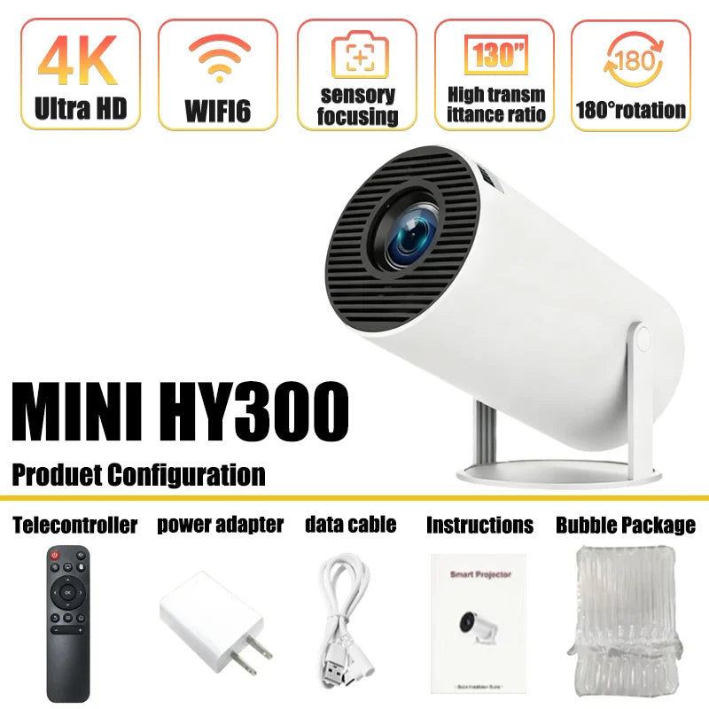 2026 HY300 Outdoor portable LED Projector 4KWifi 1080P 1280 720P HD Home Cinema Video Movies Video Game Projection