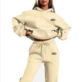 ai Printing High Quality Women Monochrome Hooded Hoodie Set Casual Two-Piece Set New Fashion Hot Selling