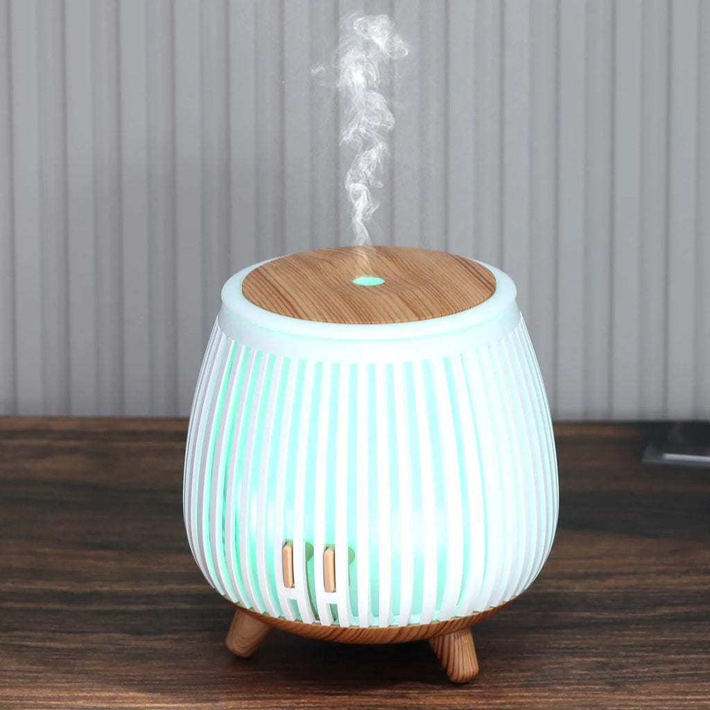 Ultrasonic Wood Grain Aroma Diffuser Essential Oil Humidifier 7 Color Night Light Home Decorative Mini Mist Diffuser 2026