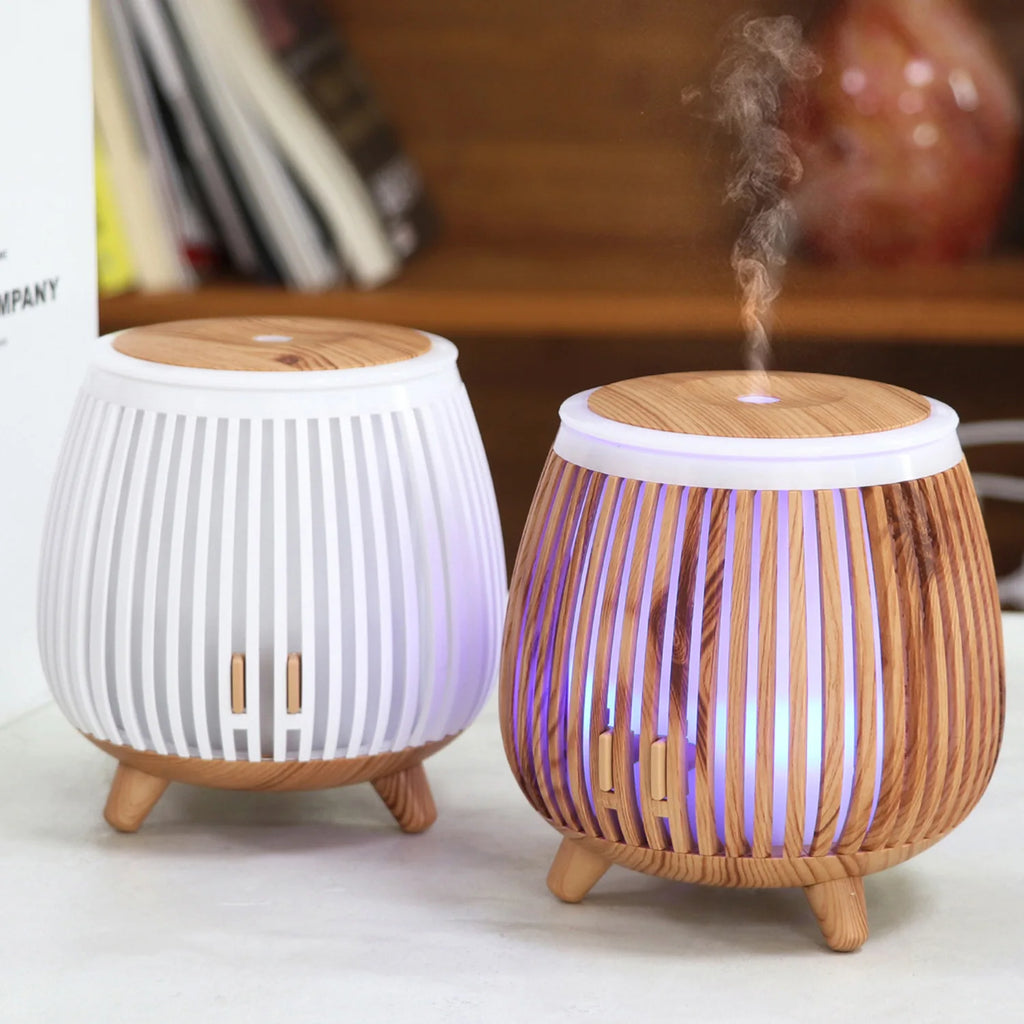 Ultrasonic Wood Grain Aroma Diffuser Essential Oil Humidifier 7 Color Night Light Home Decorative Mini Mist Diffuser 2026