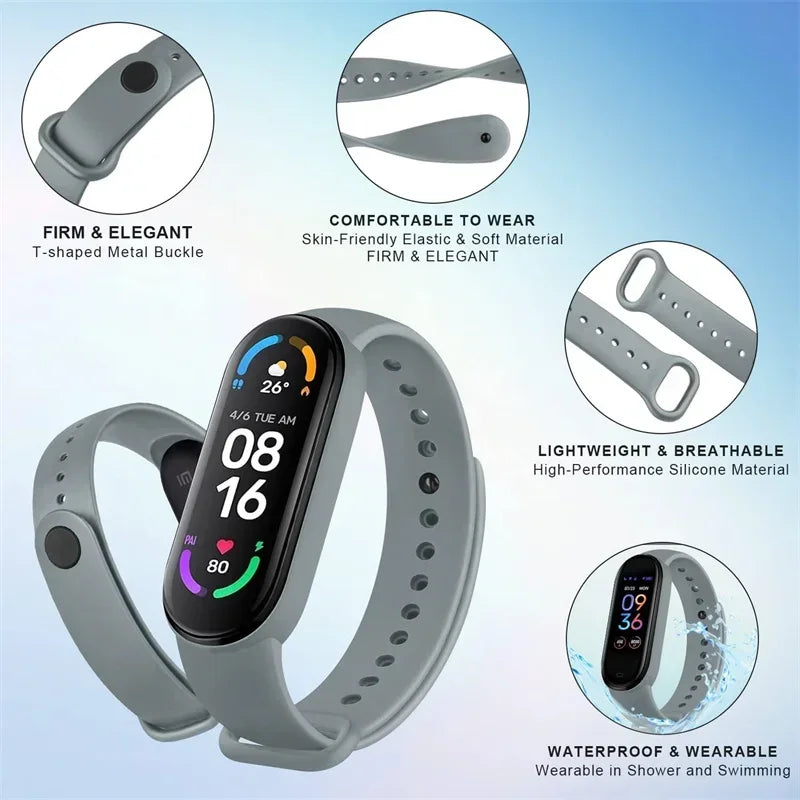Watchbands For Xiaomi Mi Band 7 6 5 4 3 strap Wristband New Silicone sports Bracelet Correa Mi Band 7 6 5 Smartwatch Accessories