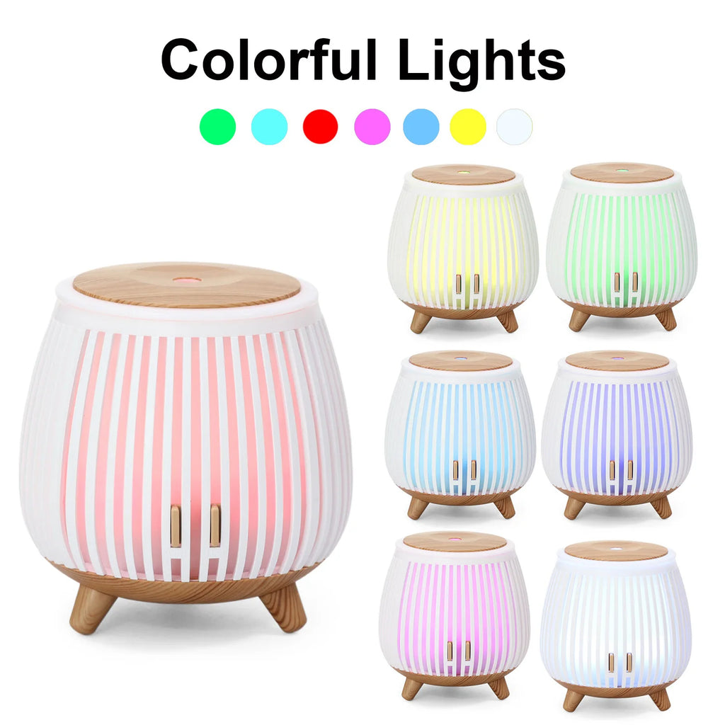 Ultrasonic Wood Grain Aroma Diffuser Essential Oil Humidifier 7 Color Night Light Home Decorative Mini Mist Diffuser 2026