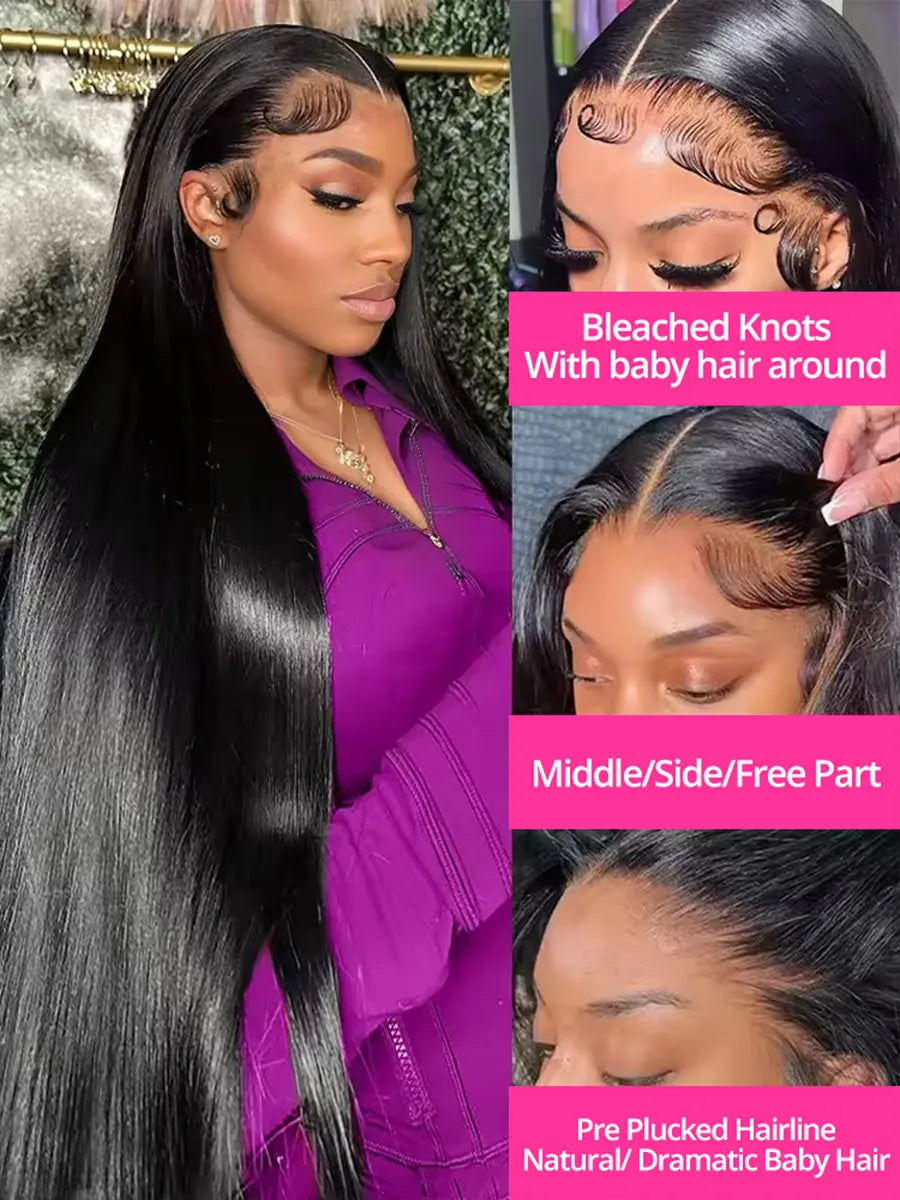 Straight Glueless Wig Human Hair Ready To Wear 5x5 Lace Closure Wigs 13x4/13x6 Human Hair Wigs Put on and go Wig Preplucked Hair