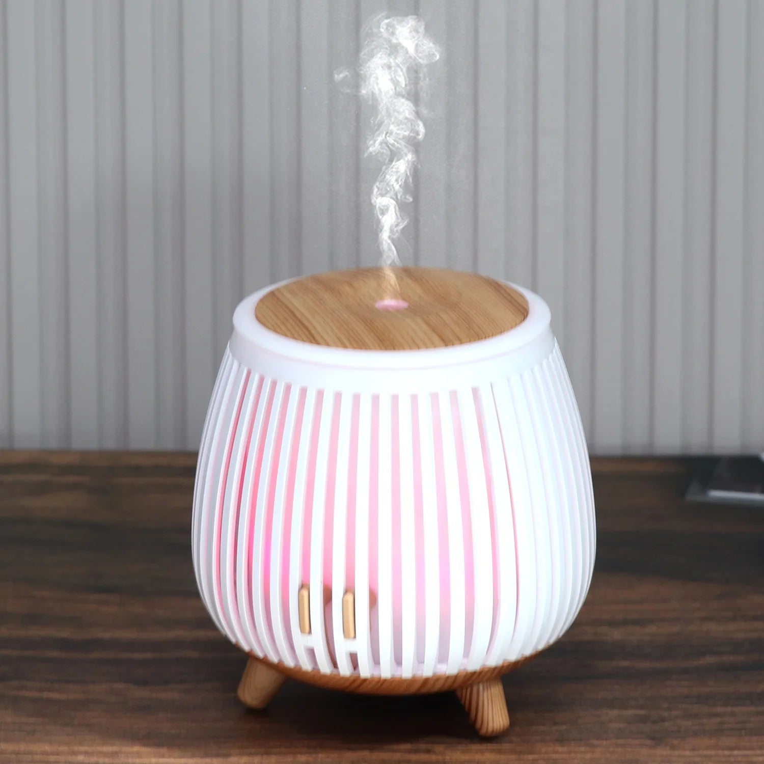 Ultrasonic Wood Grain Aroma Diffuser Essential Oil Humidifier 7 Color Night Light Home Decorative Mini Mist Diffuser 2026