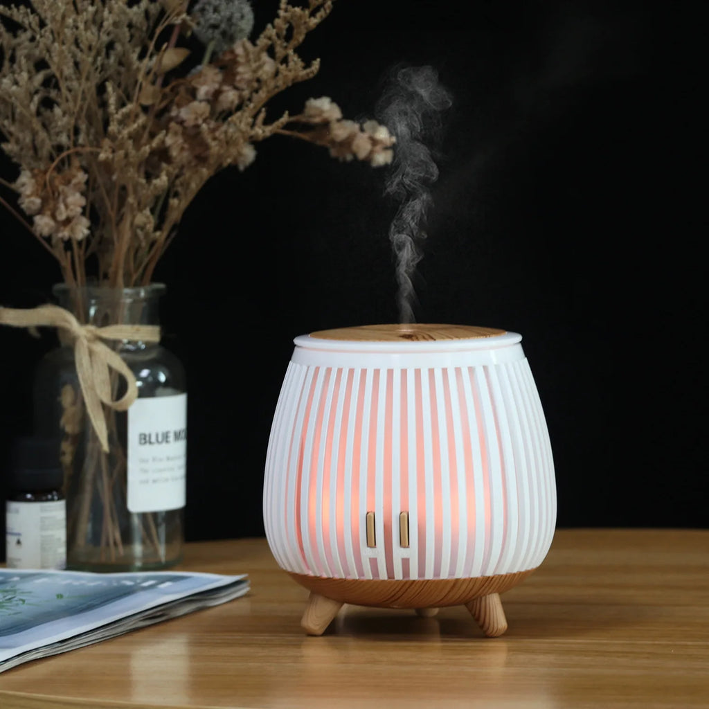 Ultrasonic Wood Grain Aroma Diffuser Essential Oil Humidifier 7 Color Night Light Home Decorative Mini Mist Diffuser 2026