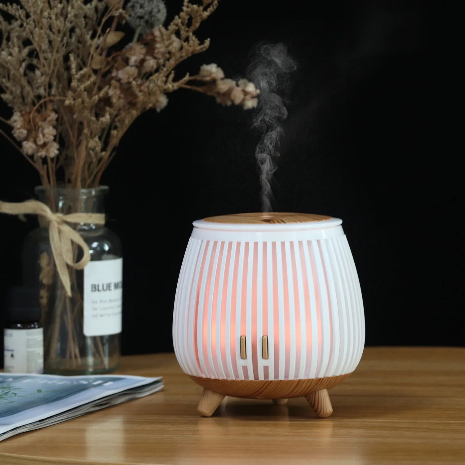 Ultrasonic Wood Grain Aroma Diffuser Essential Oil Humidifier 7 Color Night Light Home Decorative Mini Mist Diffuser 2026